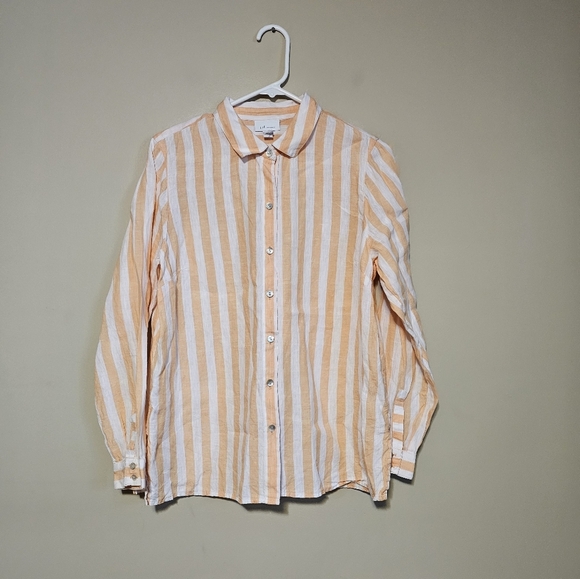 Uniqlo Tan and White Casual Button Down Shirt - Picture 1 of 6